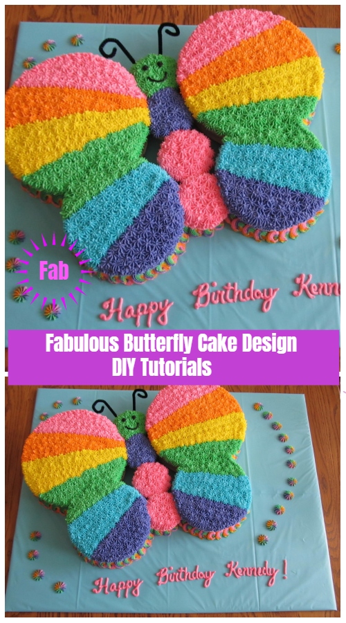 Fabulous Butterfly Cake Design DIY Tutorials - Rainbow Butterfly Layout Tutorial