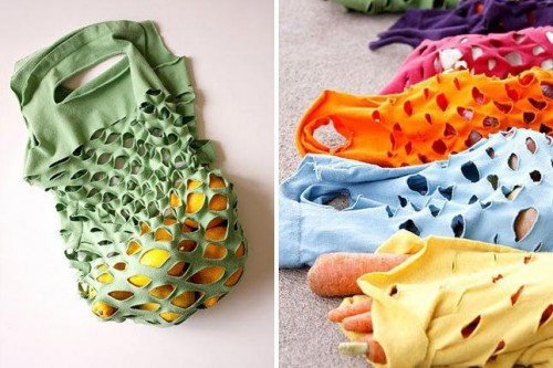 10 Fabulous DIY Ways to Recycle Old Tees - t shirt Produce Bag tutorial