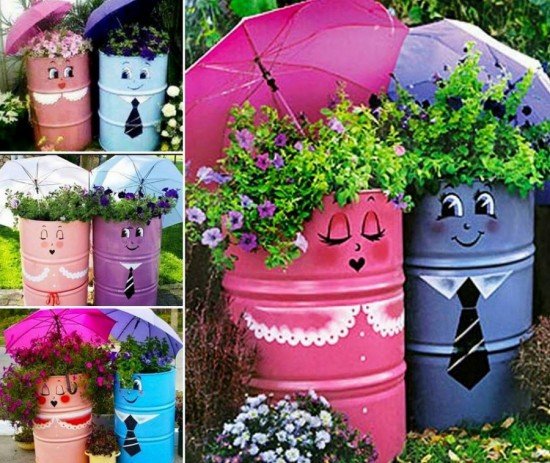 20 Fabulous Art DIY Garden Projects for This Spring - DIY upcycled metal drum planters