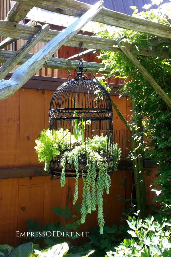 20 Fabulous Art DIY Garden Projects for This Spring - birdcage planter