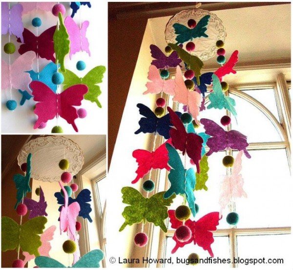 DIY Colorful Felt Butterfly Mobile Tutorial