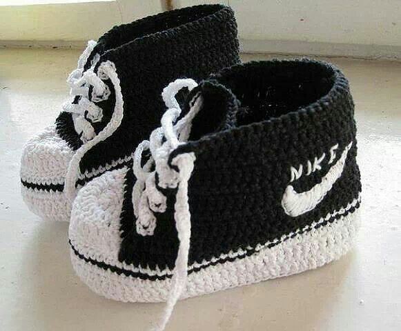 Crochet Nike Inspired Baby Booties Sneakers Free Patterns