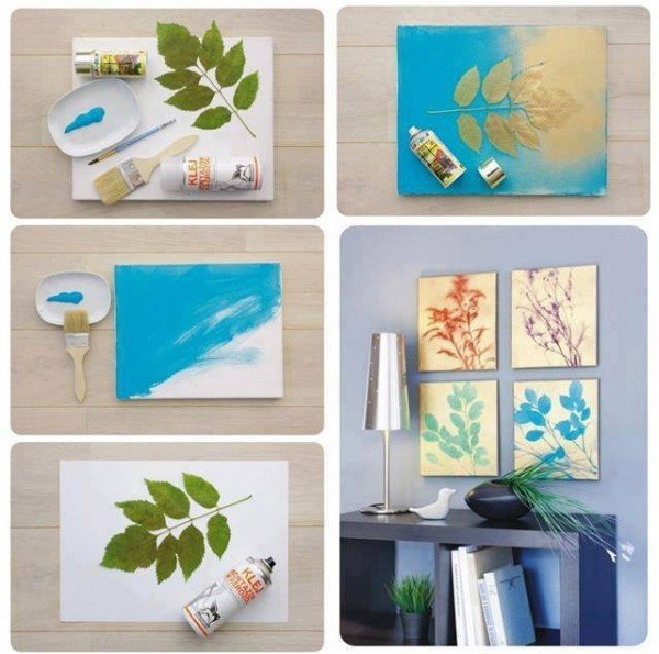 diy canvas wall art ideas and tutorials - Simple leaf botanical wall art