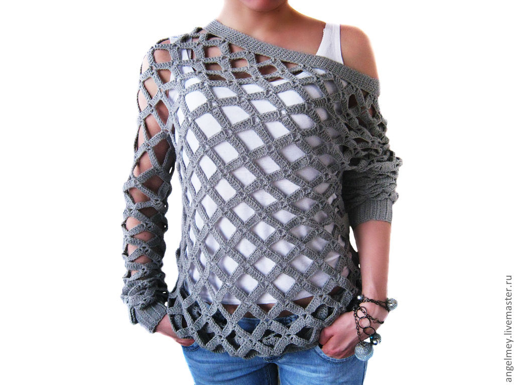 DIY Crochet Diamond Open Weave Net Sweater Free Pattern and Video tutorial