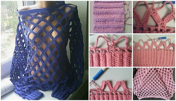 DIY Crochet Net Sweater Free Pattern