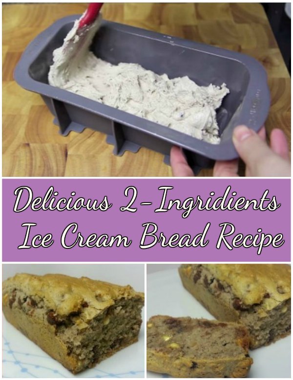 DIY Delicious 2-Ingridients Ice Cream bread Recipe with video tutorial