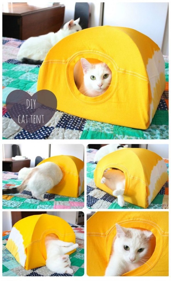 DIY No Sew Cat Tent from T-shirt