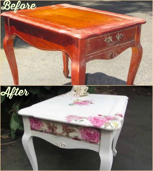 How to Decoupage Old Furniture DIY Tutorial with video