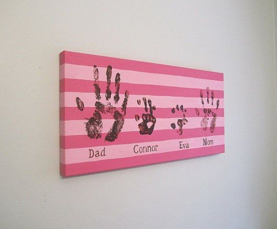 Hand & Footprint Art DIY Ideas and Projects - Family Handprint or Footprint Canvas Art