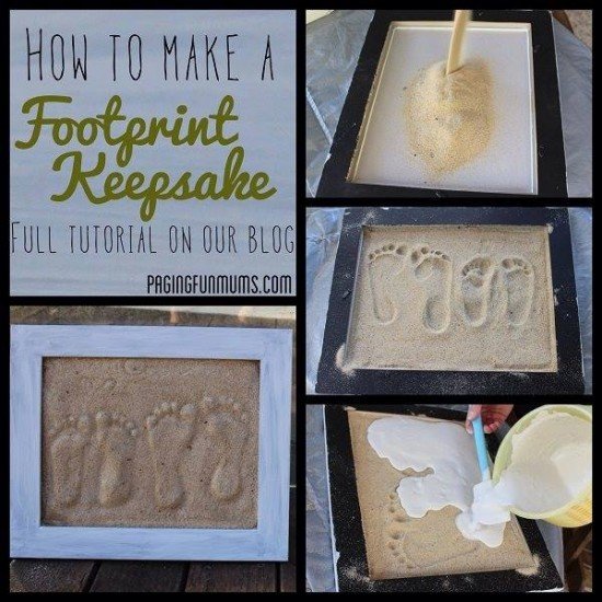 Hand & Footprint Art DIY Ideas and Projects - How to make a sand footprint keepsake tutorial