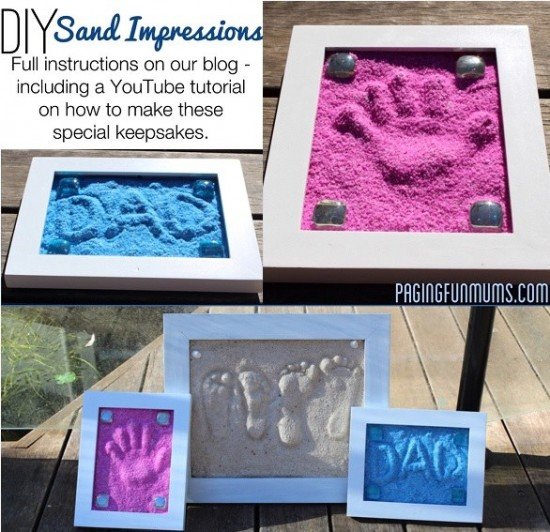 Hand & Footprint Art DIY Ideas and Projects - How to make a sand impression keepsake tutorial