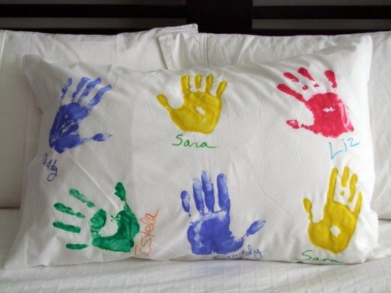 Hand & Footprint Art DIY Ideas and Projects- diy Hand Print Pillow Case Tutorial