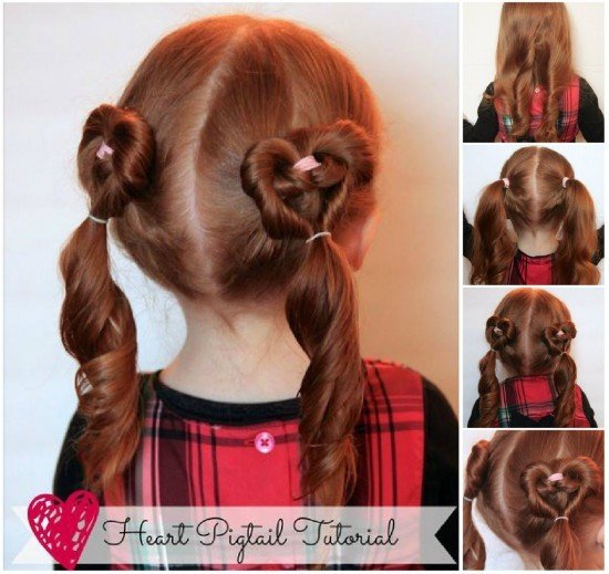 Heart Pigtail Braid Hairstyle DIY Tutorials