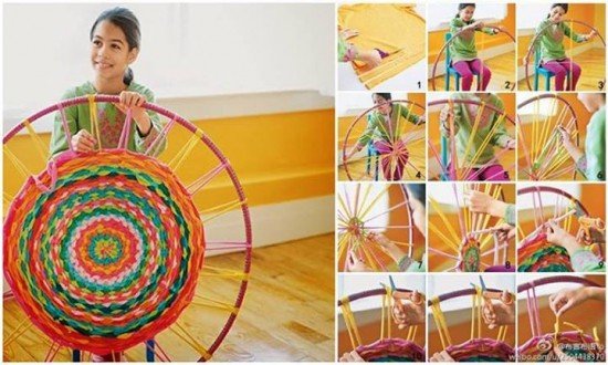 10 Fabulous DIY Ways to Recycle Old Tees - weave hula hoop rug tutorial