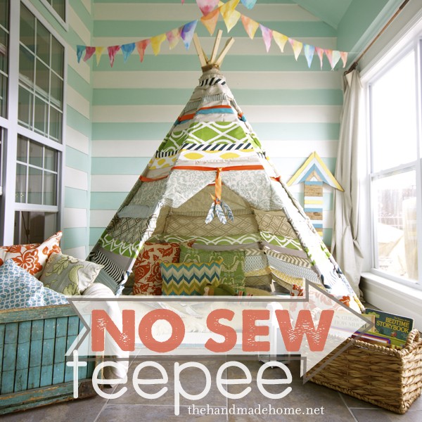 Outdoor Teepee Playhouse DIY Projects and Tutorials - No Sew Teepee