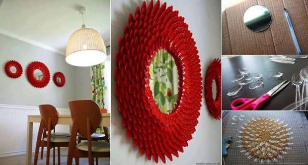 DIY Decorative Plastic Spoon Mirror