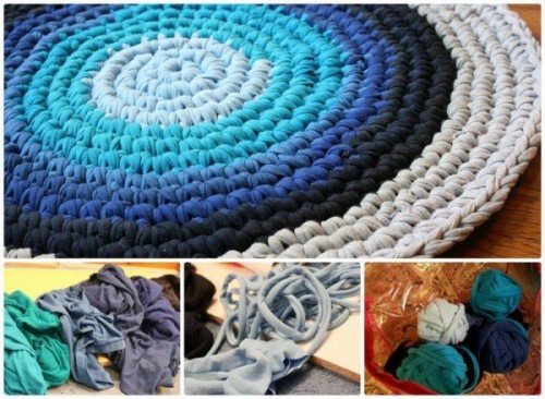 10 Fabulous DIY Ways to Recycle Old Tees - crochet t-shirt rug tutorial