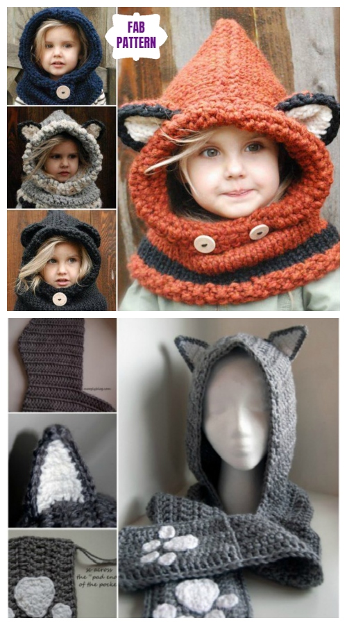 DIY Knit Crochet Fox Cowl Free Pattern & Paid -Video