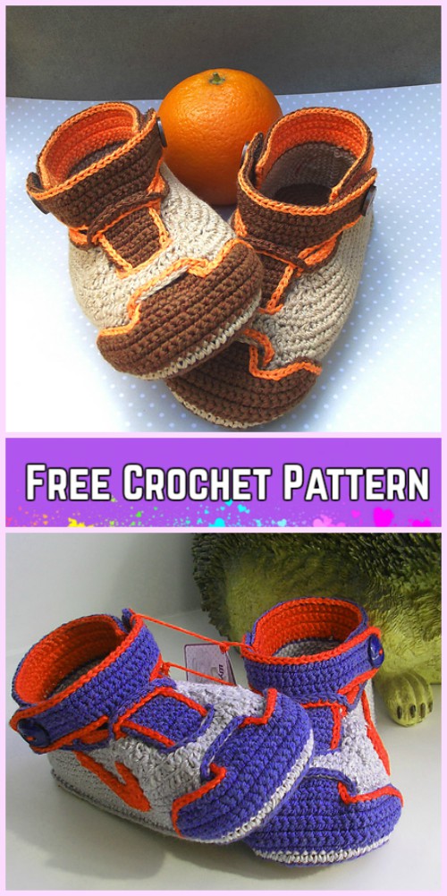 Crochet Nike Inspired Baby Booties free pattern 