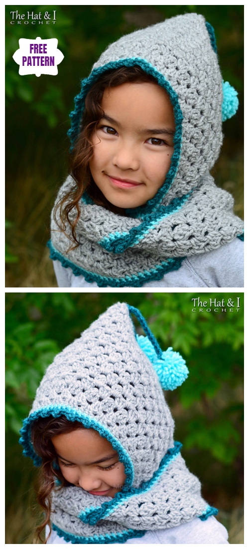 DIY Harlequin Granny Crochet Hooded Cowl Free Pattern