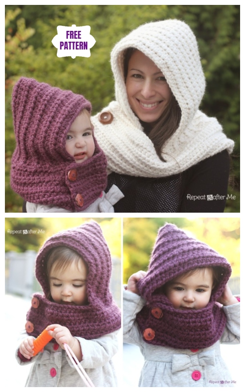 DIY Hooded Crochet Cowl Scarfie Free Pattern