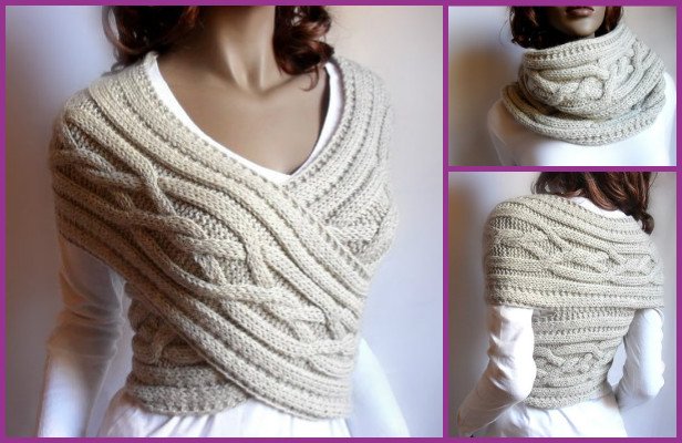 DIY cable knit sweater cowl vest Waistcoat pattern - video