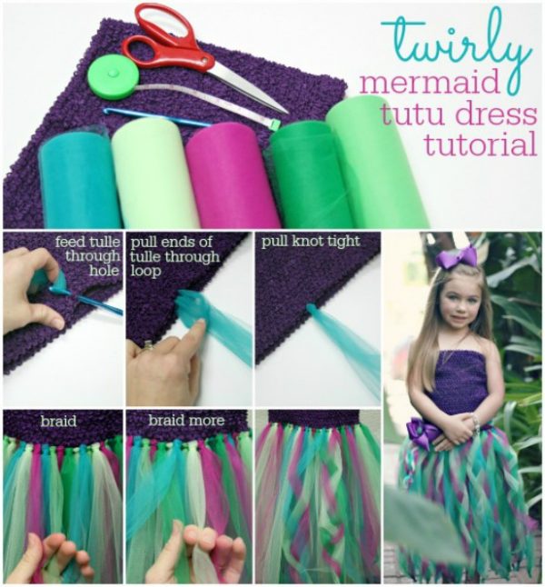 DIY No Sew Tutu Skirt Ideas & Tutorials - DIY No Sew Mermaid Tutu Skirt Tutorial