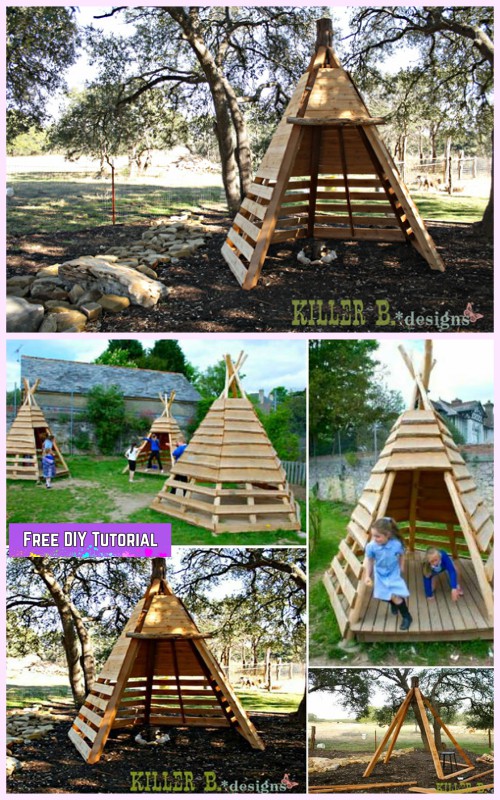 DIY Pallet Teepee Playhouse Tutorial for Kids