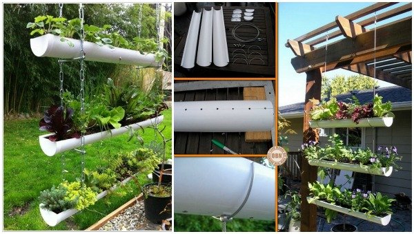 15 Fabulous DIY Rain Gutter Projects For Home and Garden - DIY Hanging Rain Gutter Garden