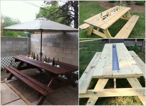 15 Fabulous DIY Rain Gutter Projects For Home and Garden - DIY Rain Gutter Cooler Table