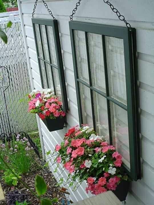 20 Fabulous Ways to Repurpose Old Windows -Repurposed window frames as planter boxes