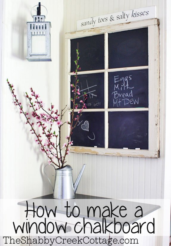 20 Fabulous Ways to Repurpose Old Windows -Turn Old Windows Into Chalk Board