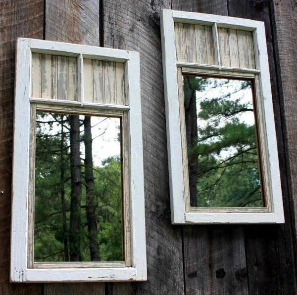 20 Fabulous Ways to Repurpose Old Windows -Turn Old Windows Into Garden Mirror Wall