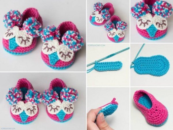 DIY Crochet Mary Jane Owl Slippers Shoes