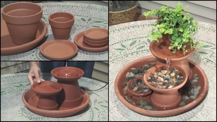 DIY How to Make Water Garden Fountain - flower pot tabletop fountain