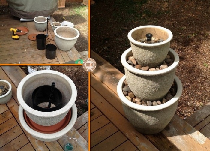 DIY How to Make Water Garden Fountain - Recycle Flower Pot to a Stacked Water Fountain