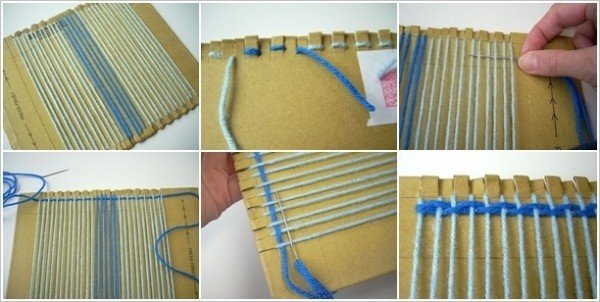 How to Weave Rug with Cardboard and Fork