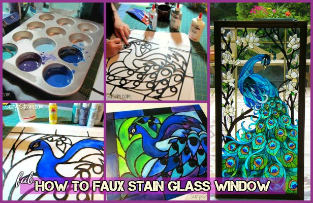 How to faux stain glass window - DIY Faux Stained Peacock 