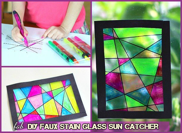 How to faux stain glass window - DIY Faux Stained Sun Catcher Tutorial