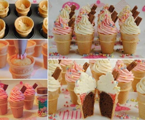 Bake Cupcakes in Ice Cream Cones for the ultimate Party treat! - How to DIY Ice Cream Cone Cupcakes (Video)