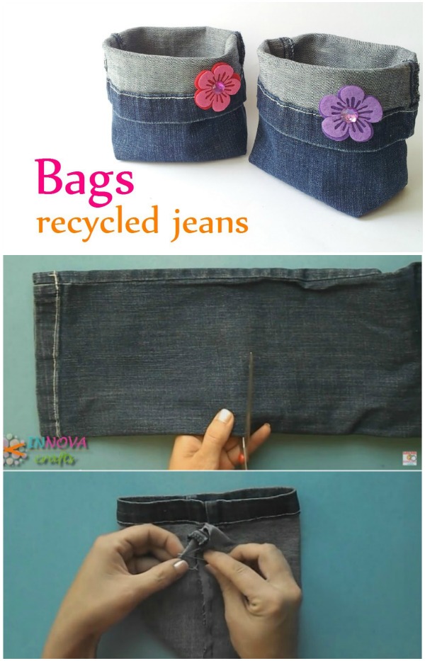 DIY How to Make Recycled Jean Bag with video