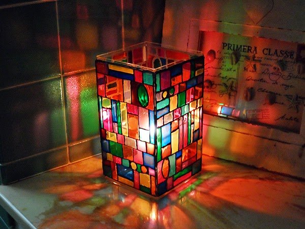 How to DIY Faux Stained Glass Mosaic Luminary