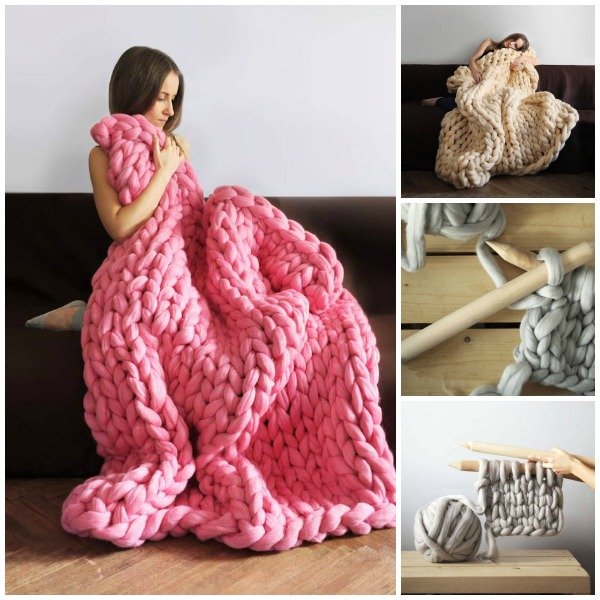 DIY Super Chunky Knit Blanket By Anna Mo