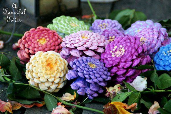 How to Make Zinnia Flowers from Pine Cones