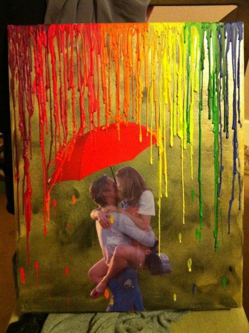 How to DIY Melted Crayon Canvas Art - love in rain