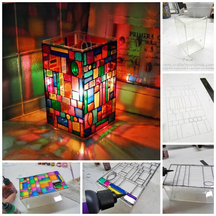 DIY Faux Stained Glass Mosaic Luminary