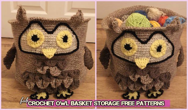 Crochet Owl Basket Storage Free Patterns