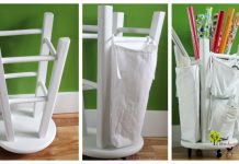 DIY Old Stool Wrapping Paper Organizer Tutorial DIY Old Stool Wrapping Paper Organizer Tutorial
