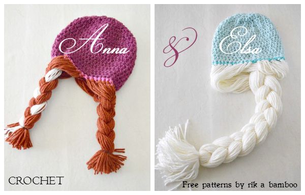 DIY Crochet Disney Frozen Free Patterns - crochet elsa and anna hat free crochet patterns