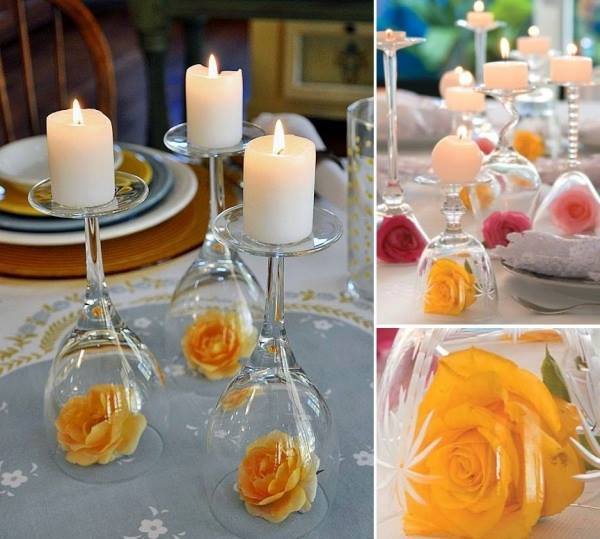  DIY Inverted Wine Glass Centerpieces